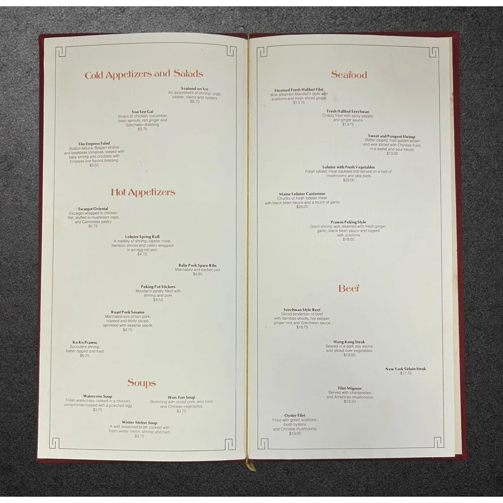 Vintage Empress Hotel Menu Folder Victoria BC Canada Canadian Pacific Hotels